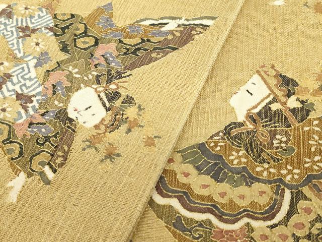 平和屋着物*夏物 明綴れ 袋帯 童子遊び 金糸 正絹 逸品 DABG0617az