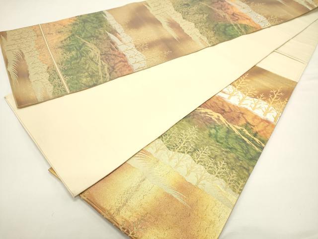 平和屋着物◎六通柄袋帯 風景文 金銀糸 引箔 正絹 逸品 DABG6981cd