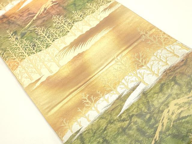 平和屋着物◎六通柄袋帯 風景文 金銀糸 引箔 正絹 逸品 DABG6981cd