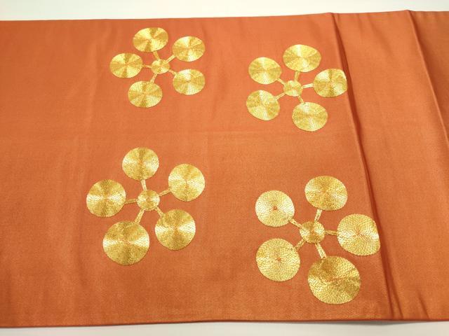 平和屋着物◎太鼓柄袋帯 総刺繍 駒刺繍 梅鉢 正絹 逸品 DABH1535cd
