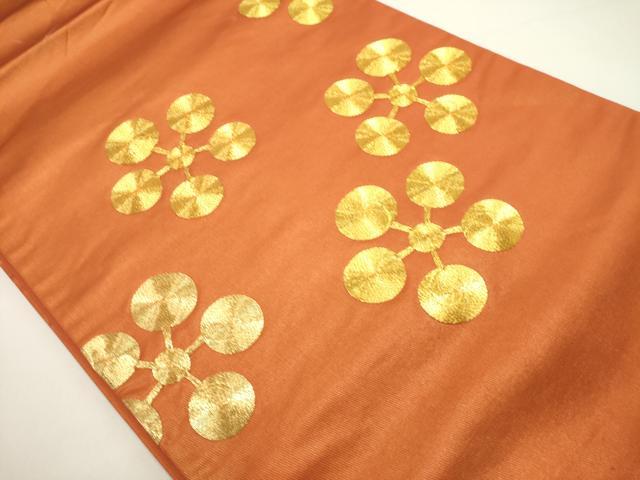 平和屋着物◎太鼓柄袋帯 総刺繍 駒刺繍 梅鉢 正絹 逸品 DABH1535cd