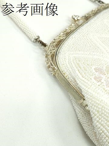 平和屋着物▼和装小物 和装バッグ ビーズバッグまとめて2点 総ビーズ 花 菱吉祥文 白 逸品 CABH2223ju