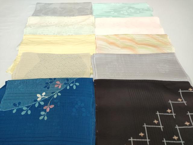平和屋着物*夏物 和装小物 帯揚げ10枚セット 絽 縦絽 絽縮緬 刺繍 青海波 桔梗地紋 萩 流水撫子地紋 全て正絹 逸品 DABH2050zzz