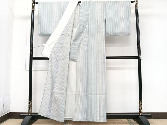平和屋着物*夏物 小紋 捩り織 縞花文 蜻蛉 正絹 逸品 CABI3741xi