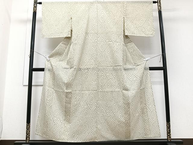 平和屋着物*夏物 小紋 紗 菱文 洗える着物 未使用 CABI3753xi