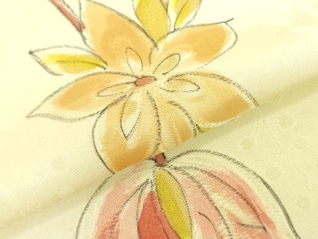 平和屋着物●羽織・コート 反物 羽尺 地紋起こし 手描き 枝花文 暈し染め 逸品 未使用 DABG7188zy