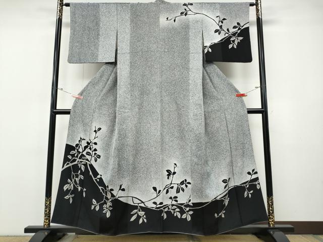 平和屋着物●訪問着 南天文 シルエット たたき染め 正絹 逸品 CABH9769ut