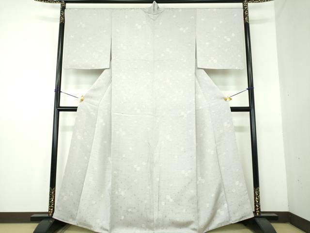 平和屋着物●ぜんまい紬 花織 ろうけつ染め 幾何学文様 正絹 逸品 DABG8256ps