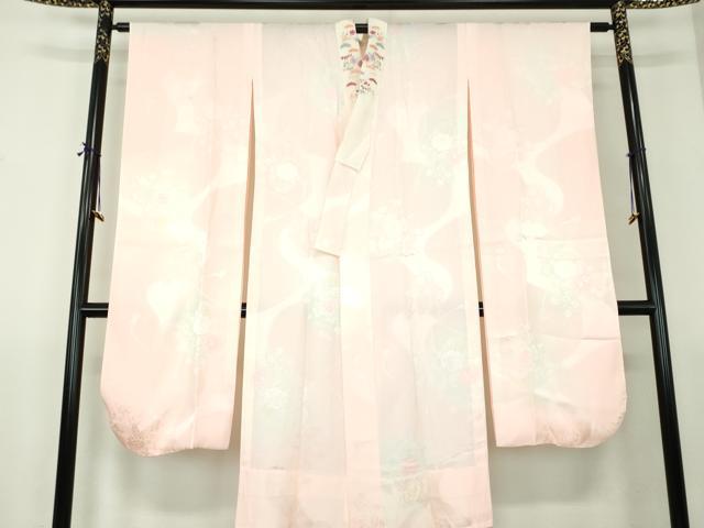 平和屋着物●振袖用長襦袢 無双仕立て 半衿刺繍 花籠地紋 暈し染め 正絹 逸品 DABG8211ps