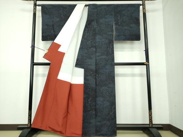 平和屋着物●結城紬 100亀甲 雲取り籬花文 正絹 逸品 DABG8253ps