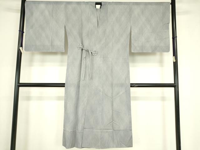 平和屋着物▽道中着 スリーシーズン 春夏秋 塵除け 縞 灰青色 ロング丈 正絹 逸品 DABG0727az