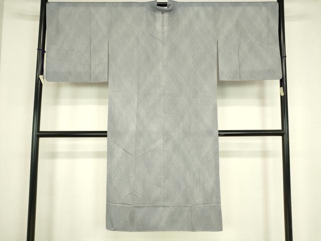 平和屋着物▽道中着 スリーシーズン 春夏秋 塵除け 縞 灰青色 ロング丈 正絹 逸品 DABG0727az