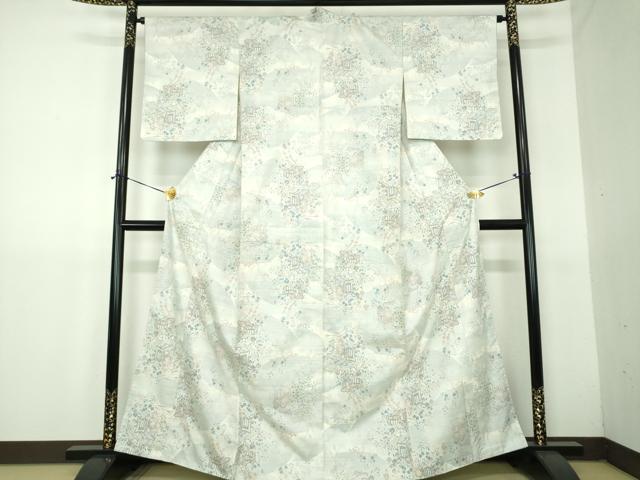 平和屋着物●本場大島紬 白大島 9マルキ 御所車花文 正絹 逸品 DABG8443ps