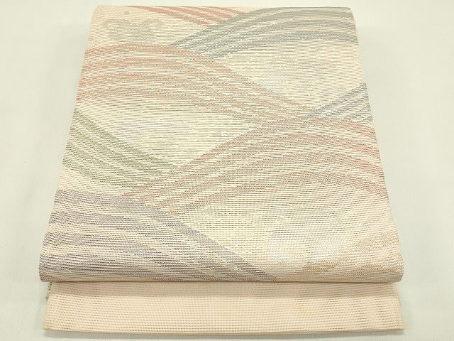 平和屋着物*夏物 六通柄袋帯 立波文 銀糸 正絹 逸品 未使用 CABI5259rv