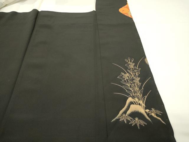 平和屋着物■豪華黒留袖 駒刺繍 群鶴 松竹梅 金彩 正絹 逸品 DABG4453qp