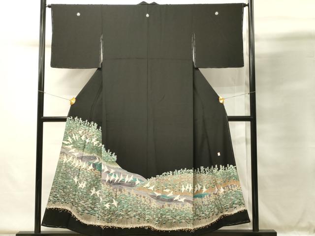 平和屋着物■豪華黒留袖 友禅 作家物 立波花鳥文 正絹 逸品 未使用 DABG4475qp