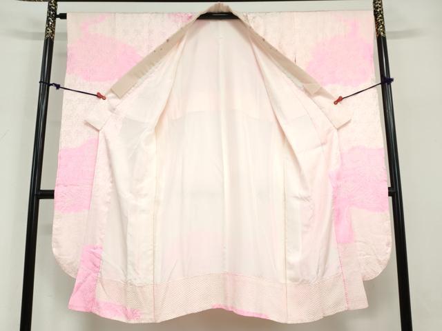 平和屋着物●振袖用長襦袢 袷 絞り 束ね熨斗草花文 半衿刺繍 正絹 逸品 DABG2411ud