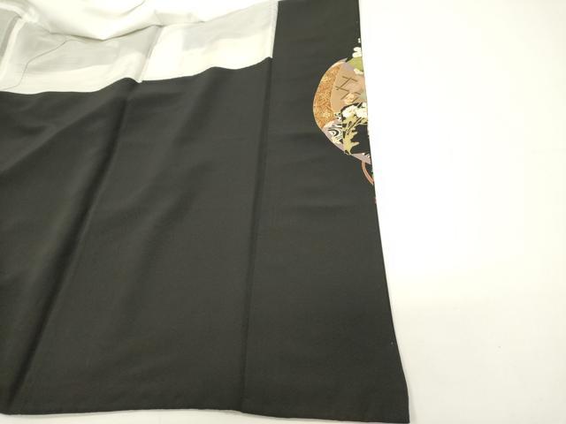 平和屋着物■豪華黒留袖 作家物 駒刺繍 御所車花文 鶴 金彩 正絹 逸品 DABH1571cd
