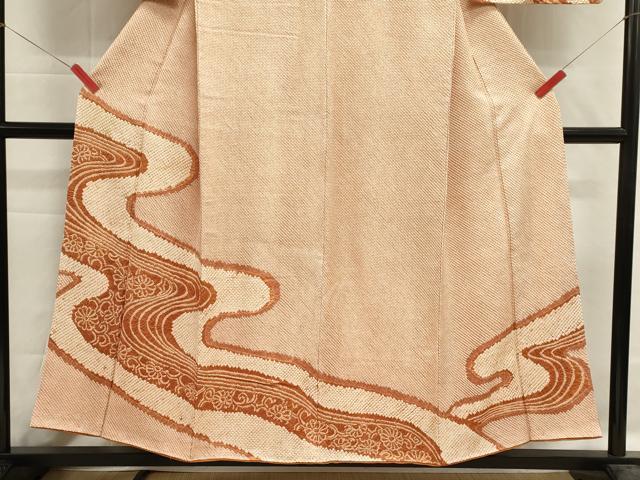 平和屋着物■訪問着 総絞り 流水花文 正絹 逸品 DABH1610cd