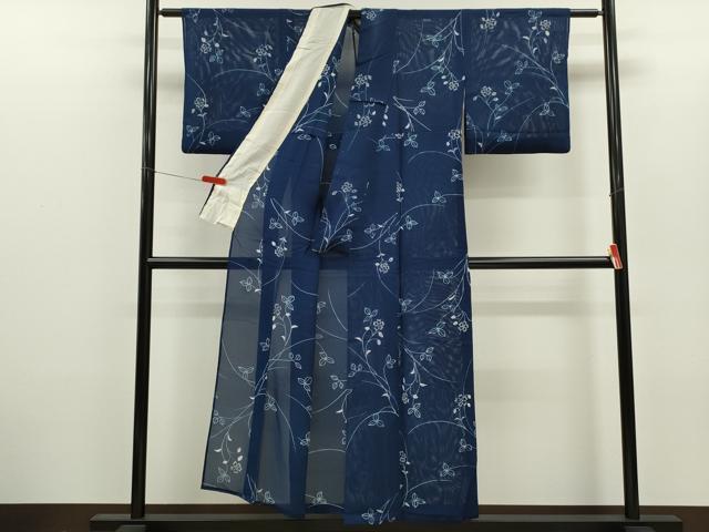 平和屋着物*夏物 小紋 絽 ろうけつ染め 枝花文 正絹 逸品 CABH7835ze