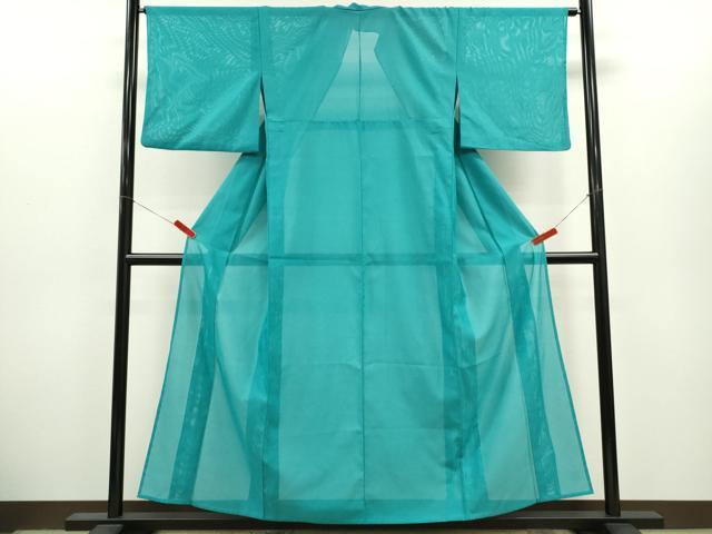 平和屋着物*夏物 色無地 絽 浅葱色 洗える着物 CABH7849ze