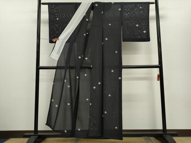 平和屋着物*夏物 小紋 絽 絞り 菱文 正絹 逸品 CABH7855ze