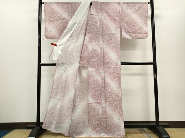 平和屋着物*夏物 小紋 絽 流水舞楓文 暈し染め 洗える着物 CABH7854ze