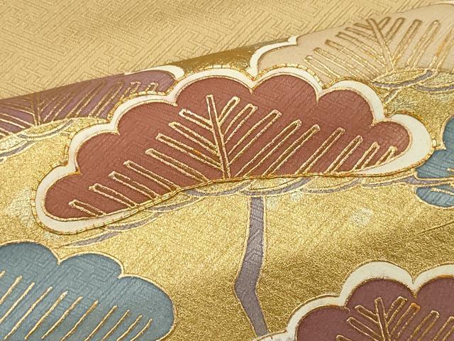 平和屋着物■豪華色留袖 駒刺繍 花松文 金彩 正絹 逸品 CABI6414ou