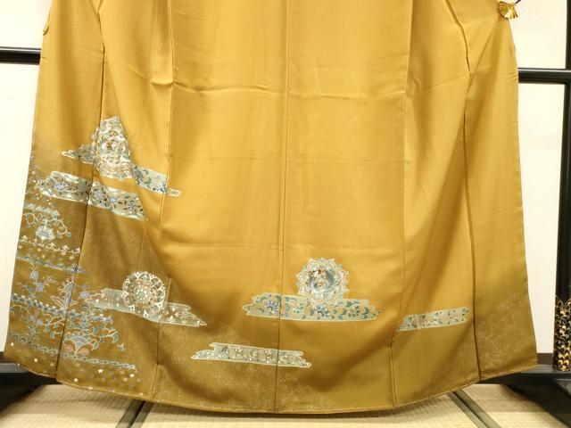 平和屋着物▼訪問着 正倉院向かい鳥花文 暈し染 銀彩 正絹 逸品 未使用 DABG5638fe