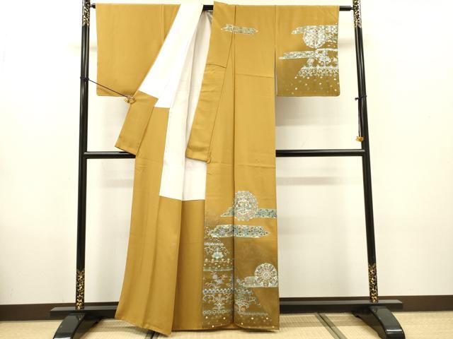 平和屋着物▼訪問着 正倉院向かい鳥花文 暈し染 銀彩 正絹 逸品 未使用 DABG5638fe