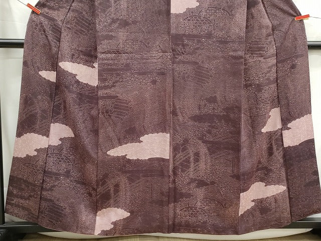 平和屋着物■訪問着 雲取り風景花文 正絹 逸品 DABH1211qa