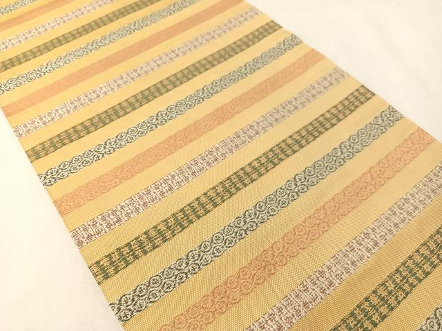 平和屋着物●九寸開き名古屋帯 横段吉祥文 正絹 逸品 CABI4249vp