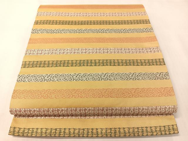 平和屋着物●九寸開き名古屋帯 横段吉祥文 正絹 逸品 CABI4249vp