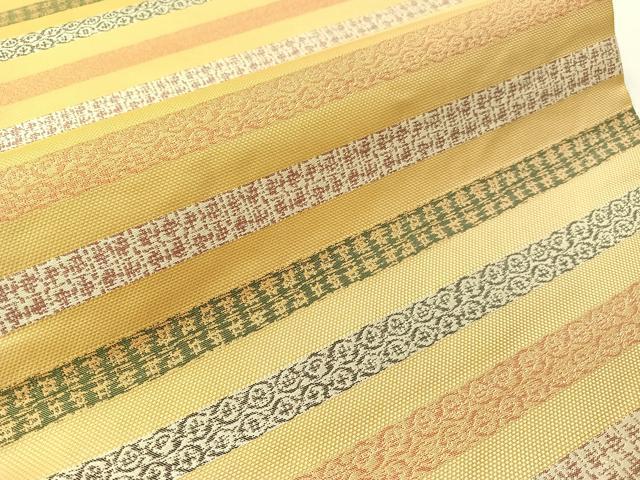 平和屋着物●九寸開き名古屋帯 横段吉祥文 正絹 逸品 CABI4249vp