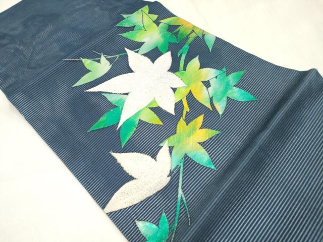 平和屋着物*夏物 つけ帯 絽綴れ 枝楓文 銀糸 正絹 逸品 DABF0394ea