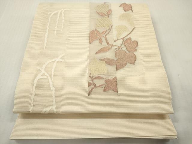 平和屋着物*夏物 太鼓柄袋帯 蔦の葉花文 正絹 逸品 DABF0416ea