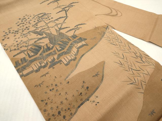 平和屋着物*夏物 九寸名古屋帯 風景花松文 正絹 逸品 DABF0458ea