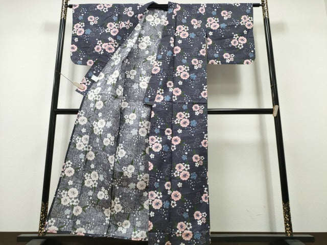平和屋着物∴夏物 浴衣 舞花文 綿 逸品 未使用 CABH1566ng