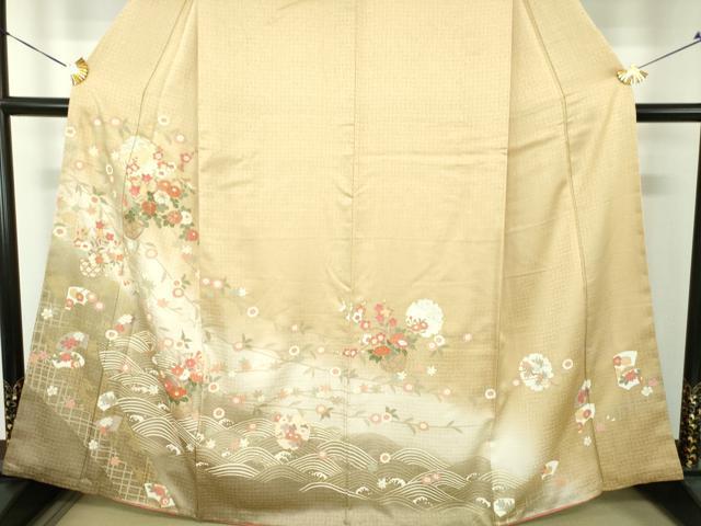 平和屋着物●訪問着 駒刺繍 雪輪流水花籠文 暈し染め 金彩 正絹 逸品 DABG8681ps