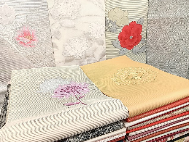 平和屋着物■夏物 名古屋帯 絽 紗 まとめて 50点 朝顔 菊 花柄 羅 絽綴れ 波筬織 もじり織 刺繍 金銀糸 など 未使用品有 全て正絹 mmm1194