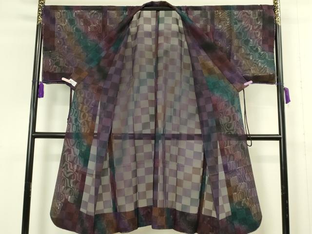 平和屋本店∞極上 前田仁仙 仁仙更紗 道中着 スリーシーズン 春夏秋 塵除け ロング丈 仁仙花布 暈し染 やまと誂製 反端付 逸品 DZAB7798kh6