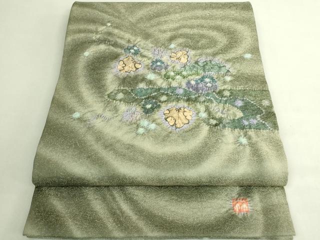 平和屋本店●極上 久保田一竹 幻の辻が花 太鼓柄袋帯 金通し地 逸品 DZAB7836kh6