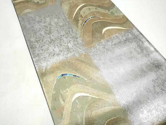 平和屋着物●螺鈿作家 藤本隆士 袋帯 霞文 金銀彩 正絹 逸品 CABI8960hy