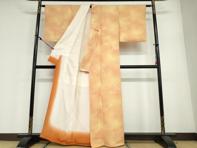 平和屋着物●上質な小紋 地紋起こし 枝花文 暈し染め 正絹 逸品 DABG2644ud
