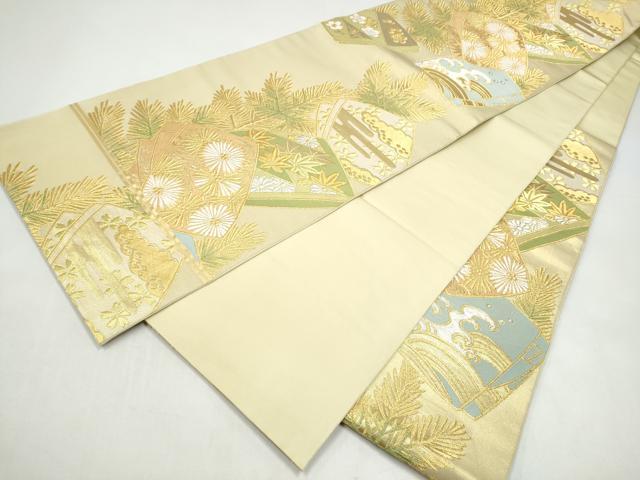 平和屋着物●西陣 川島織物 六通柄 本袋帯 色紙重ね草花文 金銀糸 銀座きしや 正絹 逸品 CABI9013hy