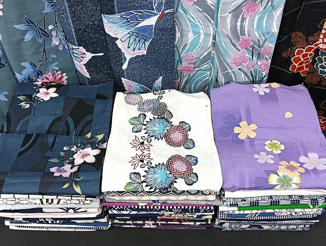 平和屋着物■浴衣 まとめて 45点 蝶 蟋蟀 花柄 型染め 暈し染め など 着用可能多数 未使用品あり mmm1203