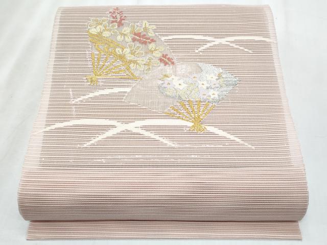 平和屋着物*夏物 八寸名古屋帯絽綴れ 扇面桔梗枝葉文 金銀糸 正絹 逸品 CABI5722fb