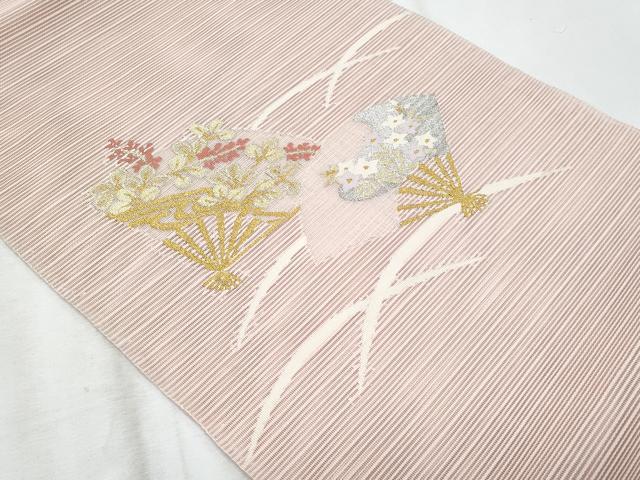 平和屋着物*夏物 八寸名古屋帯絽綴れ 扇面桔梗枝葉文 金銀糸 正絹 逸品 CABI5722fb