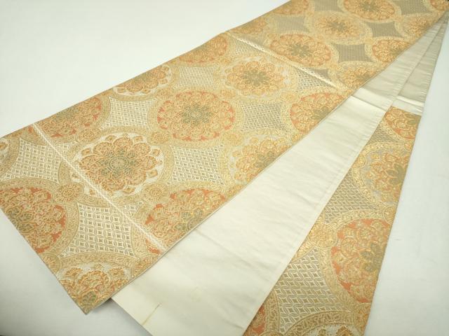 平和屋着物▼西陣 服部織物謹製 六通柄袋帯 オリエント更紗 正倉院花文 金糸 正絹 逸品 DABG8850ps