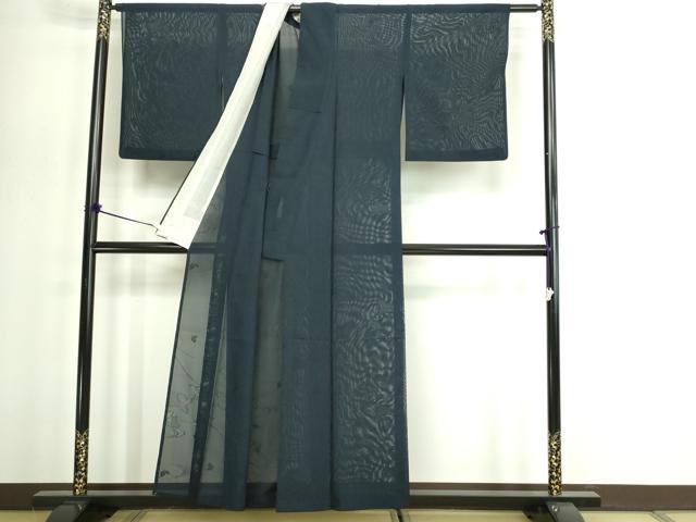 平和屋着物*夏物 色無地 絽 流水舞葉紋紗 錆鼠色 正絹 逸品 DABG9820sf